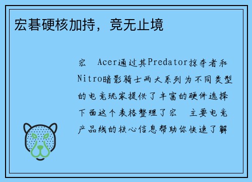宏碁硬核加持，竞无止境